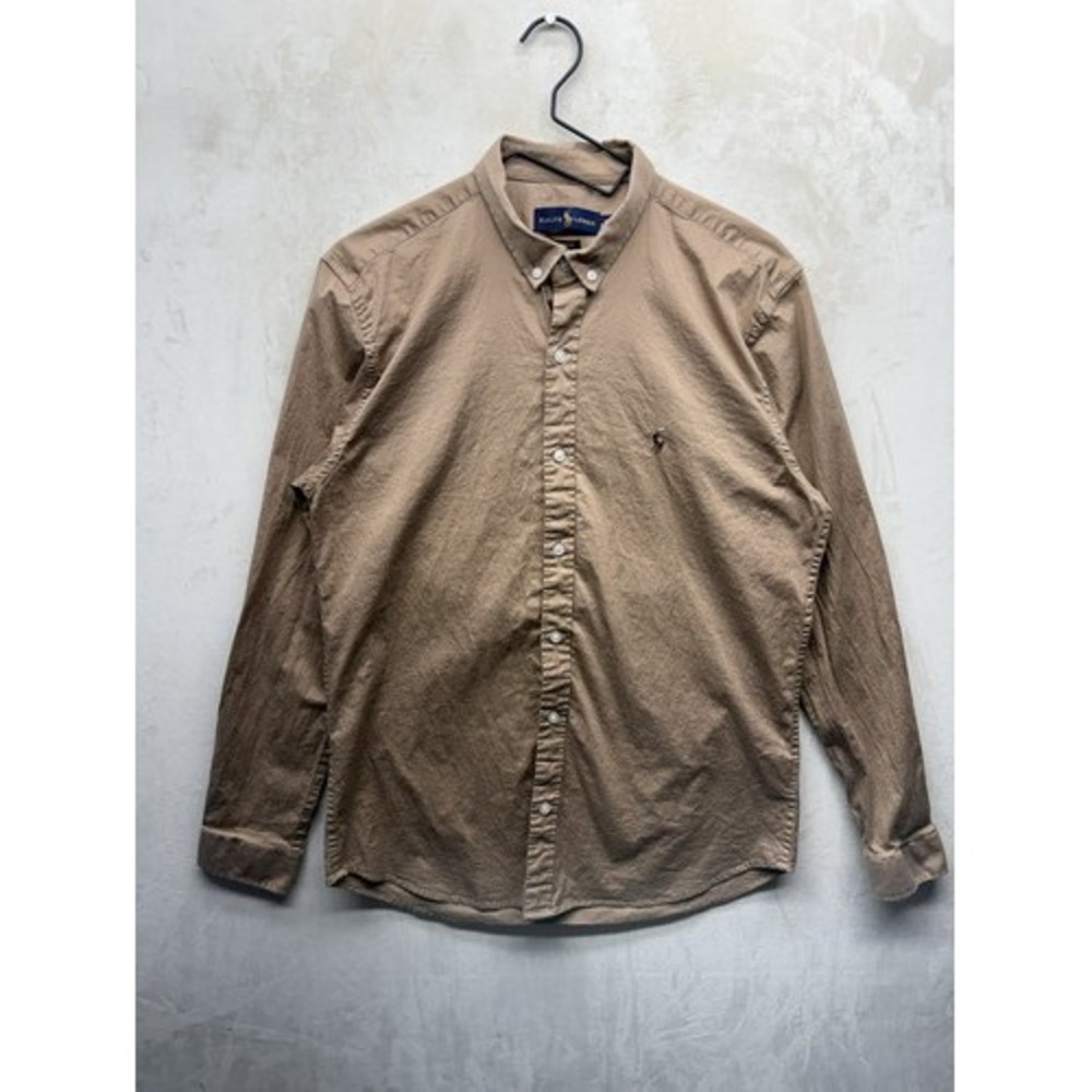 Ralph Lauren Shirt Mens Extra Large Brown Button Down Long Sleeve Flesh Pony